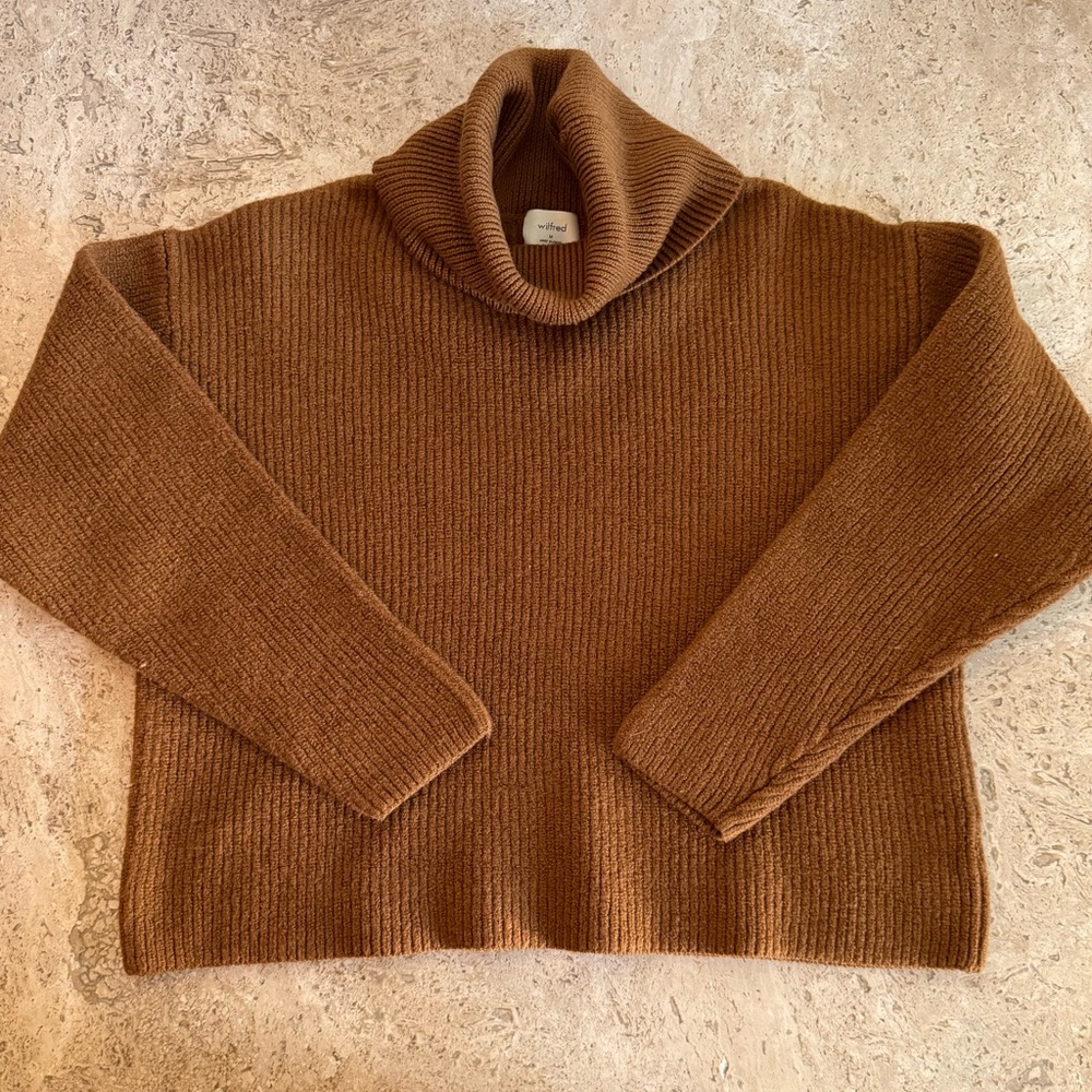 WILFRED Merino Wool Turtleneck Cropped Sweater